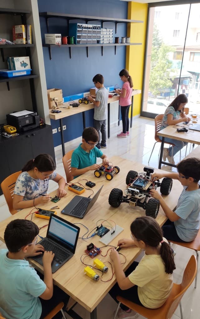 Robotik araç geliştiren Junior Maker öğrencileri